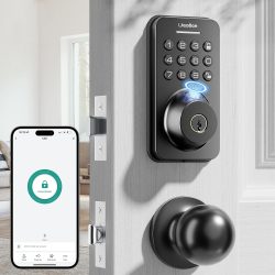Fingerprint Door Lock Deadbolt with Handle Set, Keyless Entry Door Lock, Door Locks for Front Door, Keypad Door Lock with Handle, App Control, Auto Lock, Easy Installation, Matte Black