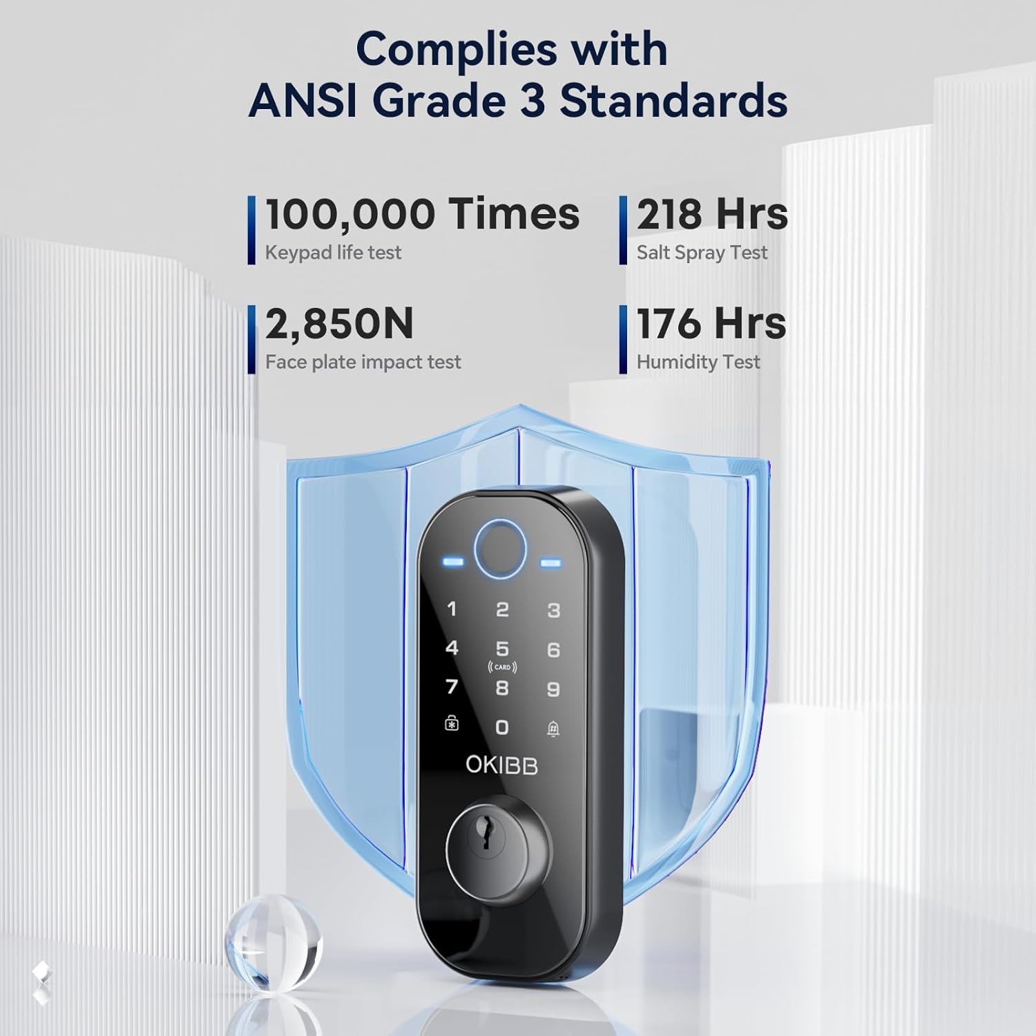 Smart Lock with Built-in Wi-Fi App Remote Control, OKIBB Fingerprint Door Lock with Doorbell, Keyles Entry Door Lock with Emergency Power Supports Alexa IP54 Waterproof ANSI Grade 3 - Image 6